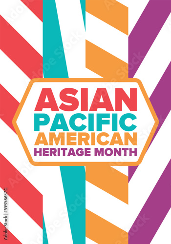 Asian Pacific American Heritage Month. Celebrated in May. It celebrates the culture, traditions and history of Asian Americans and Pacific Islanders in the United States. Poster, card, banner. Vector