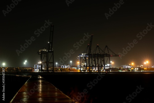 Beautiful view of port at night