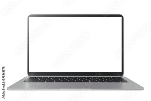 Laptop with blank screen or mock up computer for apply screen display on web and app isolated on white background, 3D render illustration