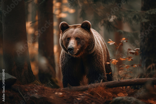 Bear in a forest. Generative AI