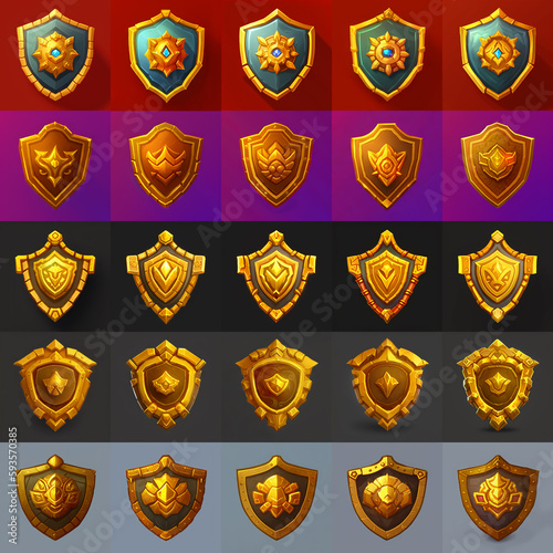set of gold shield