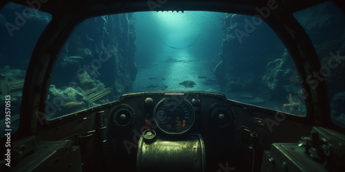 Submerged View from U-Boat Control Capsule of the Underwater Sea