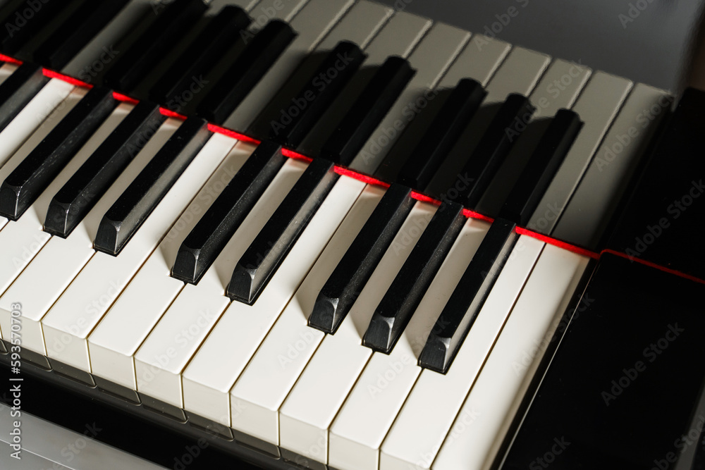 Closeup of black and white grand piano keyboard Closeup of black and white grand piano keyboard