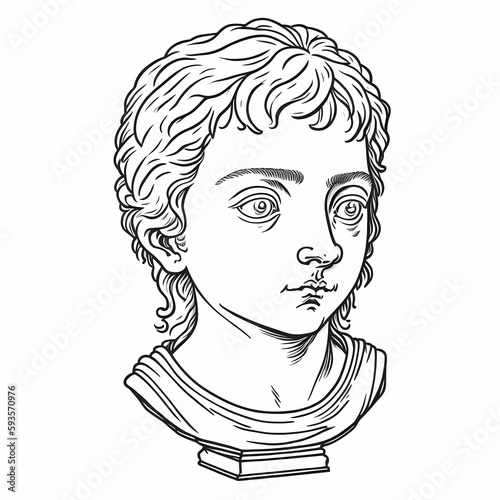 An Antique Roman Bust Hand Drawn in Adorable Style