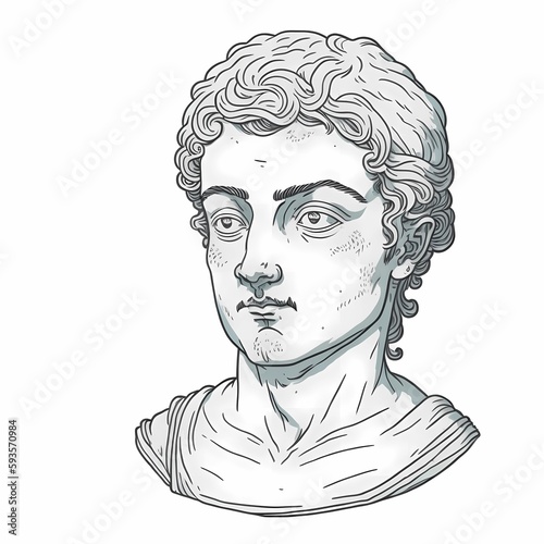 An Antique Roman Bust Hand Drawn in Adorable Style