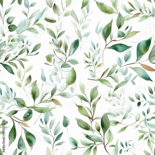 Solid watercolor create organize , a composition of green clears out and branches Seamless pattern,AI generation