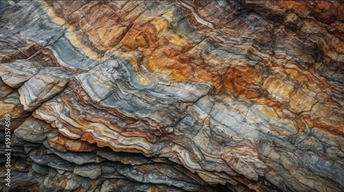 a close up of a rock with a brown and gray rock face. Generative Ai