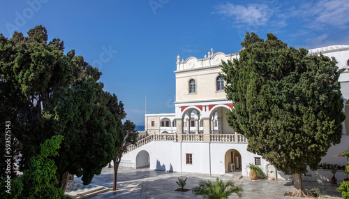 Holy Virgin Mary Evangelistria Greek Orthodox impressive Church at Tinos island Cyclades Greece.