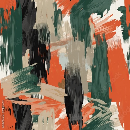 organize of hypothetical paint brush strokes highlighting disorienting wrapped up brushstroke painted stains, stripes, and smears . Seamless pattern, AI Generated photo