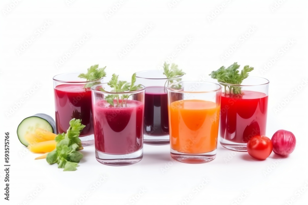 Fresh vegetable juice on white background. Generative AI Fresh vegetable juice on white background. Generative AI