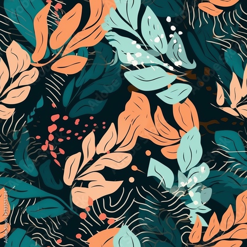 Exquisite botanical takes off unique design. tropical bush advanced craftsmanship . Seamless pattern, AI Generated
