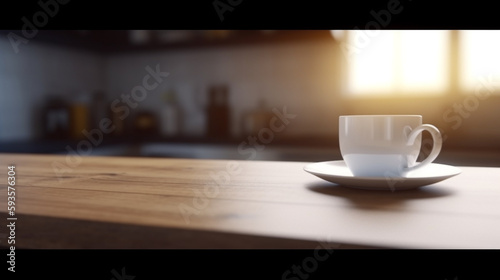 cup of coffee on the table. Generative Ai