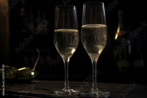Two champagne glasses. Generative AI
