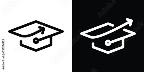 education logo and success arrow direction design line icon vector illustration