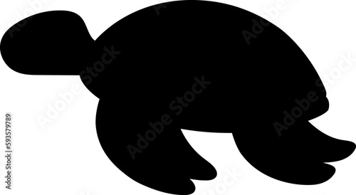 Sea turtle black silhouette vector illustration