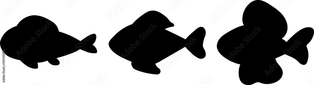 Set fish black silhouette vector illustration Set fish black silhouette vector illustration