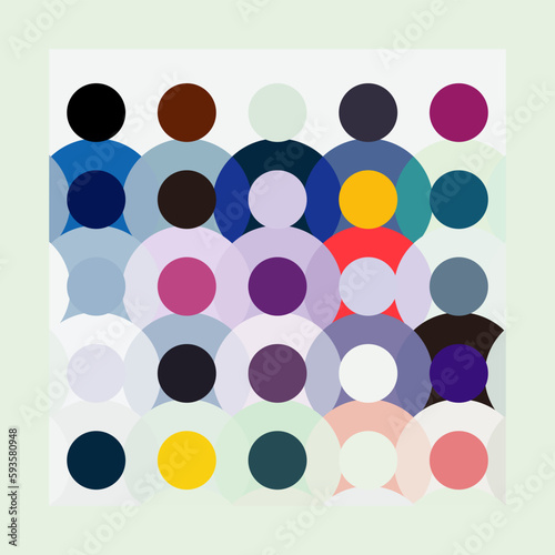 Vector art, diverse crowd abstract pattern, society, community concept. Multicultural human silhouettes symbolize the right to be different and the inclusivity of gatherings. People group background © Hilch