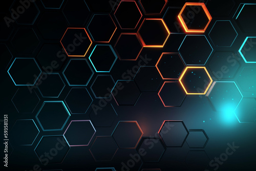  Geometric abstract background with simple elements. Futuristic technology concept. Generative ai