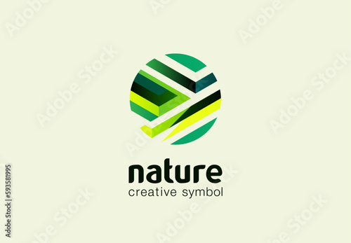 Free Download Nature care creative symbol. Field bio plantation, green eco farm concept. Herbal, health, earth abstract business logo. Fresh organic food, agriculture circle icon. Geometric design company logotype - GFXLoad