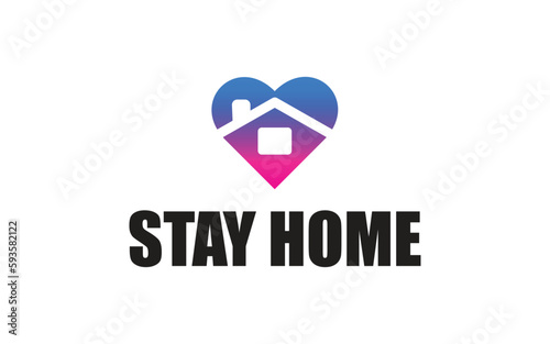 stay at home gradient heart house home icon