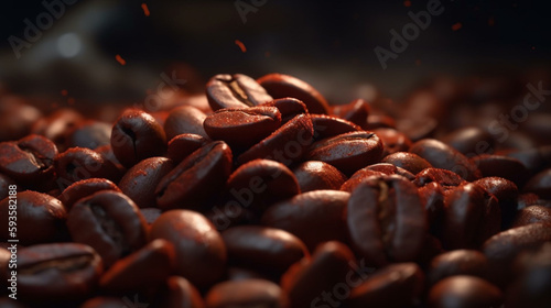 Roasted coffee beans background ai generative