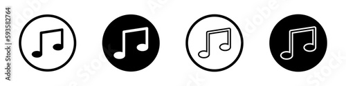 Music notes sign in circle. Musical set of symbol for web design. Music notes flat style vector illustration.