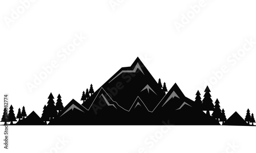 illustration silhoutte of mountain landscape vector eps 10