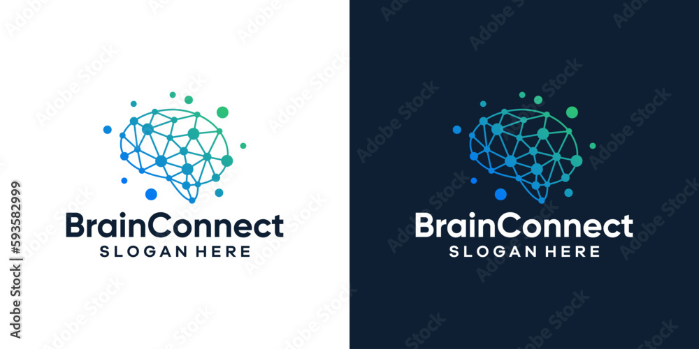 Brain logo design with tech connect graphic design vector illustration. Modern symbol, icon, creative. Brain logo design with tech connect graphic design vector illustration. Modern symbol, icon, creative.