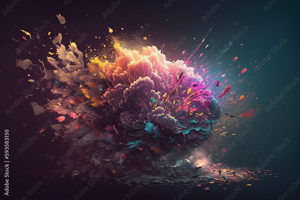 Abstract Flower Explosion. AI technology generated image