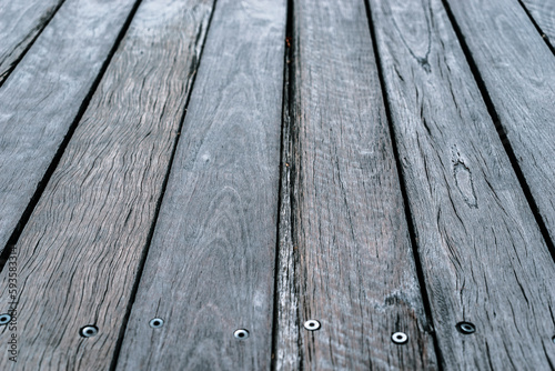 Closeup of the old cracked timber boards