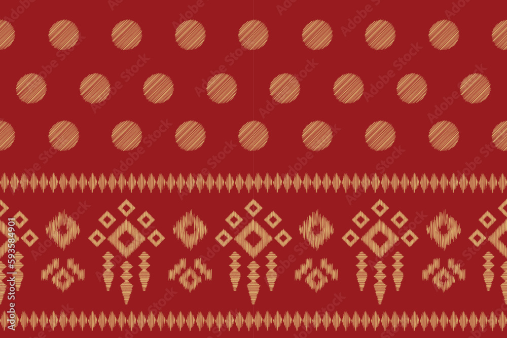Ethnic Ikat fabric pattern geometric style.African Ikat embroidery Ethnic oriental pattern red background. Abstract,vector,illustration.For texture,clothing,scraf,decoration,carpet.