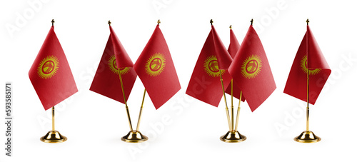 Small national flags of the Kirghizia on a white background