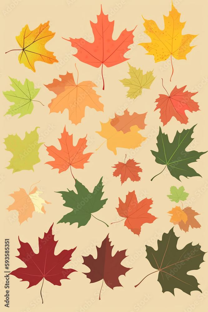 Maple leaves with different colour generative AI Maple leaves with different colour generative AI
