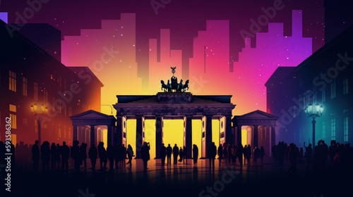 Illustration of Brandenburg Gate Berlin, Generative AI