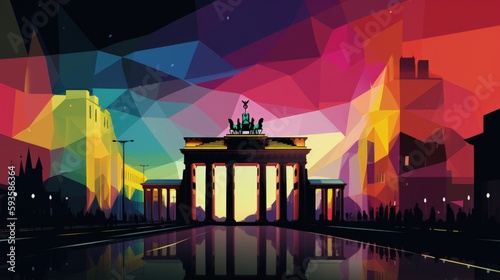 Illustration of Brandenburg Gate Berlin, Generative AI