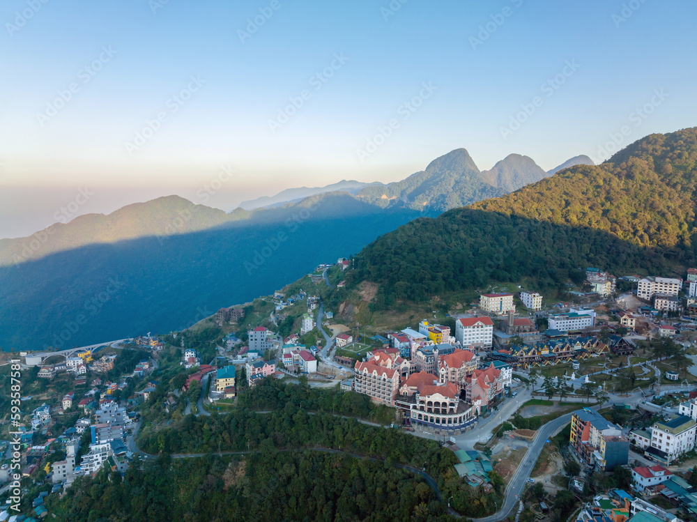 Aerial view of Tam Dao town - travel destination in Vinh Phuc, Vietnam Aerial view of Tam Dao town - travel destination in Vinh Phuc, Vietnam