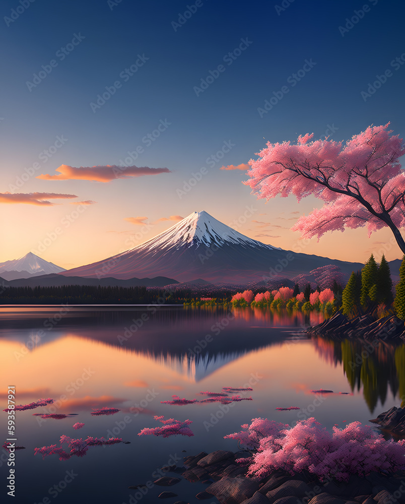 Fuji mountain, Illustration by Generative Ai