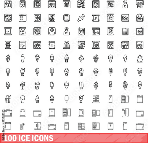 100 ice icons set. Outline illustration of 100 ice icons vector set isolated on white background