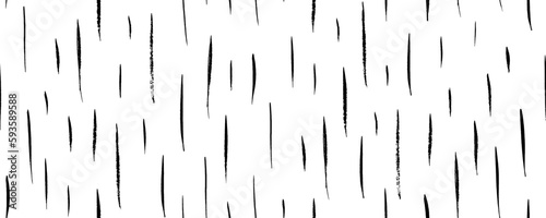 Rain motif seamless banner with thin vertical lines. Hand drawn black pen strokes. Abstract modern vector texture with dashed strokes and dotted lines. Short grunge simple brushstrokes. Doodle style.
