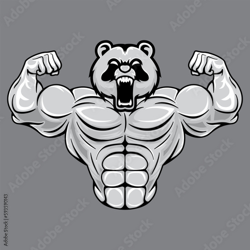 Illustration of muscular polar bear. Suitable for fitness logos, bodybuilders, gym athletes