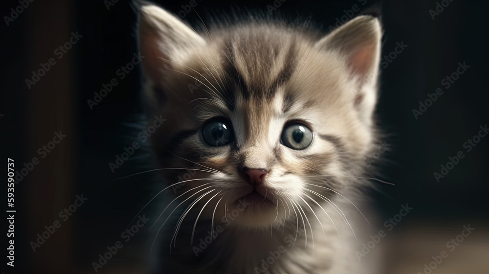 Closeup of a Very Cute and Adorable Little Kitten. With Licensed Generative AI Technology Assistance