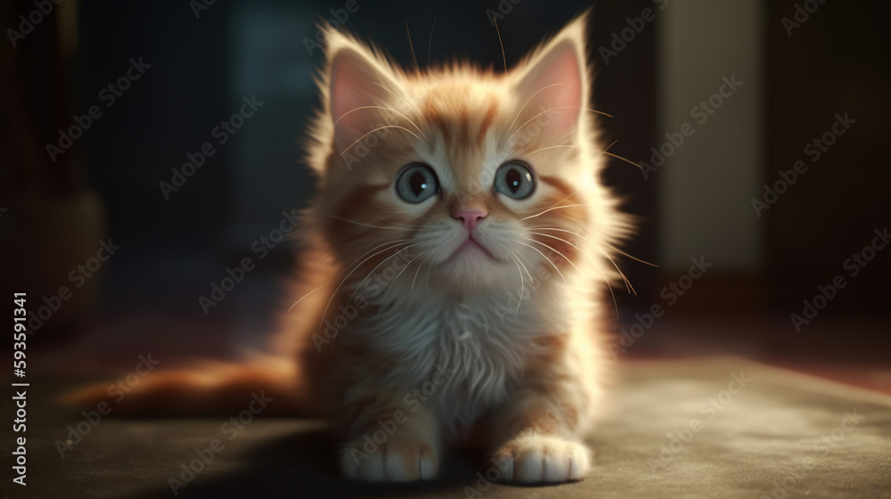 Closeup of a Very Cute and Adorable Little Kitten. With Licensed Generative AI Technology Assistance Closeup of a Very Cute and Adorable Little Kitten. With Licensed Generative AI Technology Assistance