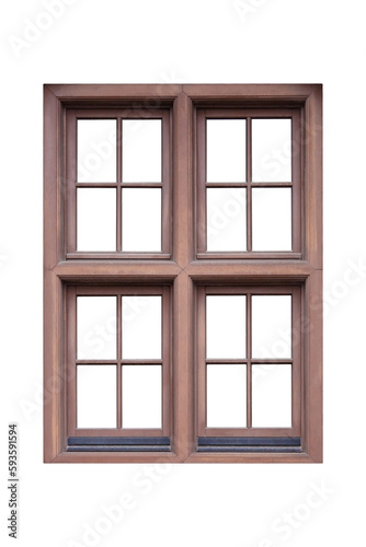 Window isolated on white. Classic four-piece window frame