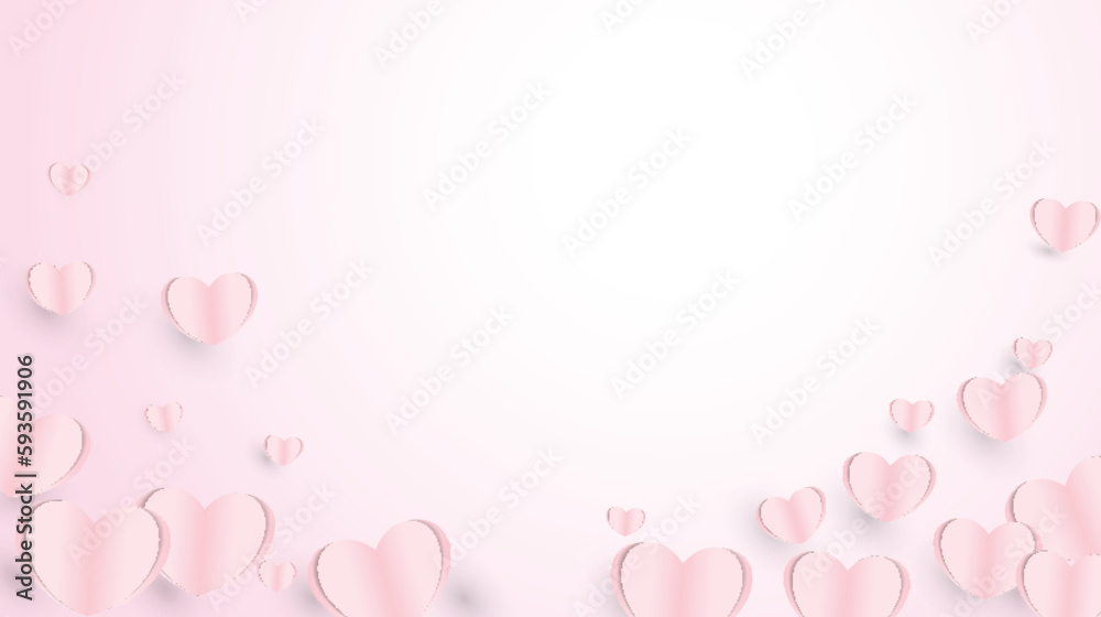 Vector Paper elements in shape of heart flying on pink background