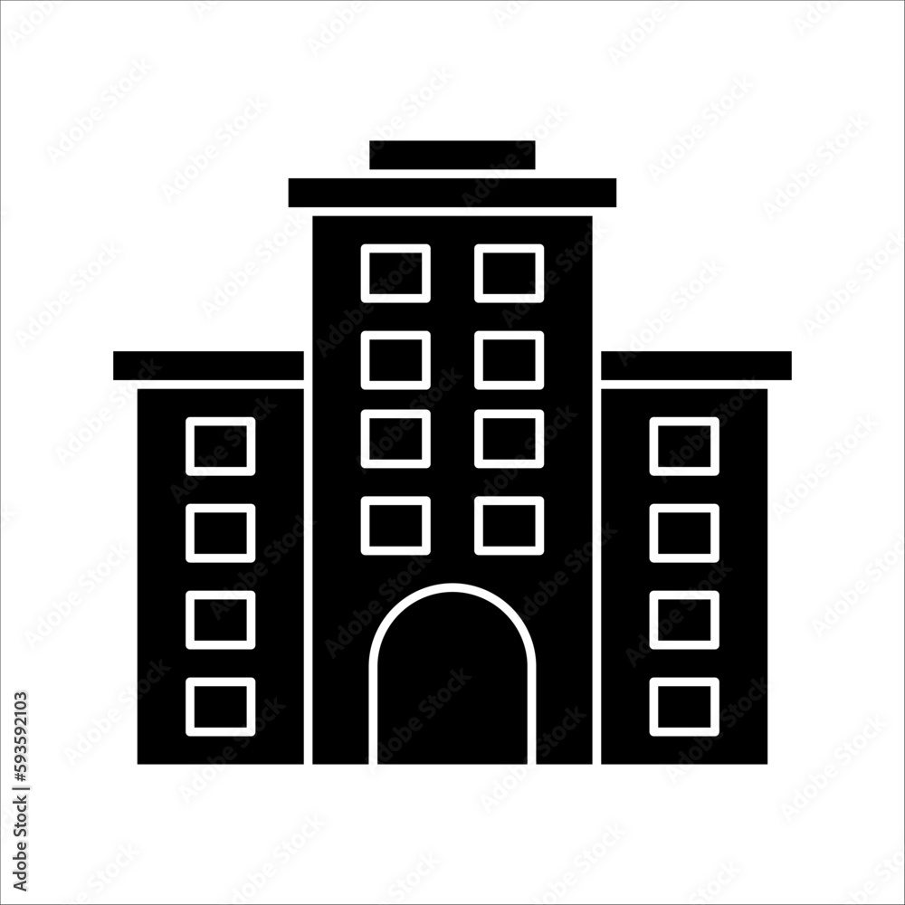 Office building flat vector icon isolated on white background. Office building flat vector icon isolated on white background.