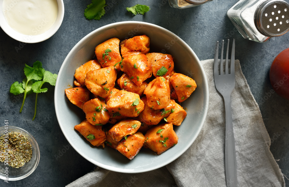 Chicken bites in bowl Chicken bites in bowl