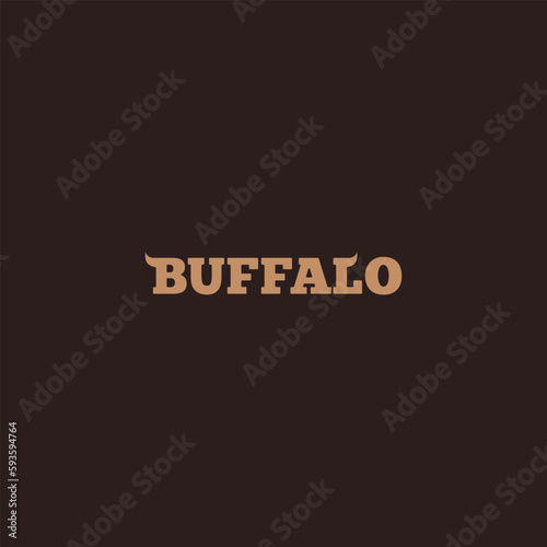 Horned buffalo lettering vector logo design