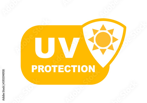 UV protection icon. Sun protection for skin. SPF icon for sunscreen or skin cosmetics packaging. Vector Illustration.