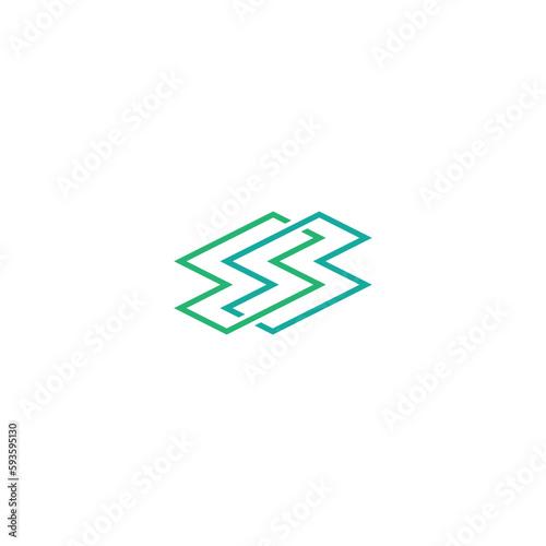Nested linear letter s logo. Vector