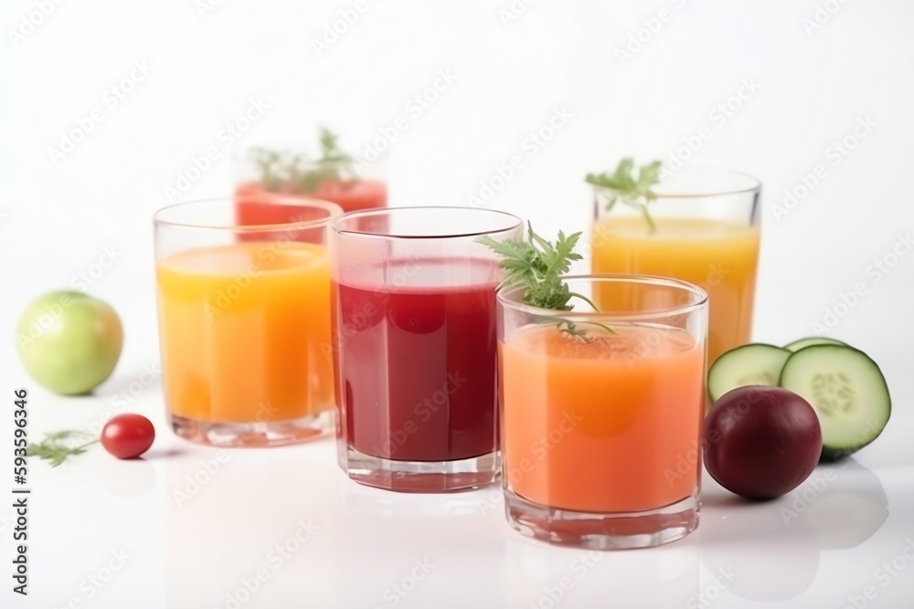 Fresh vegetable juice on white background. Generative AI Fresh vegetable juice on white background. Generative AI